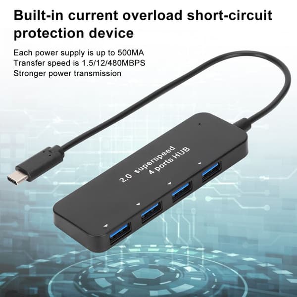 USB Hub med 4 porte Ultra Slim Bærbar USB Hub Splitter Hurtig Dataoverførsel SuperSpeed Forbindelse Til Bærbare Computere Og Stationære Computere Plug And Play Ingen Driver