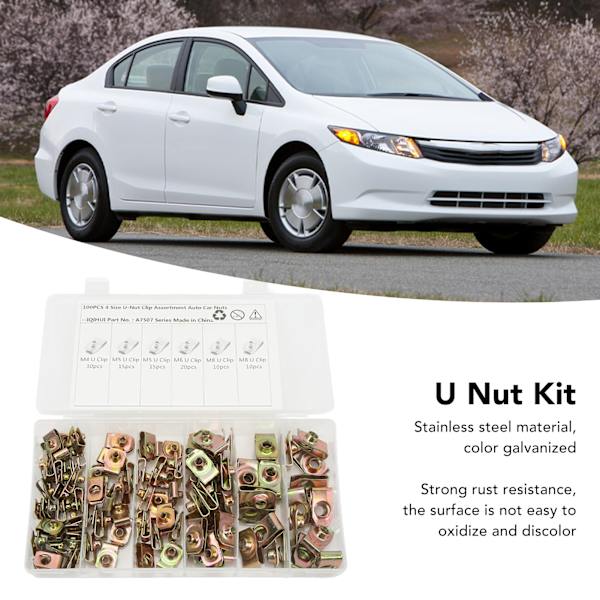 U-mutterisetti 100 kpl Ruostumaton Teräs Värillinen Sinkitty Insert Mutteri Kiinnike Mutterisetti Autolle