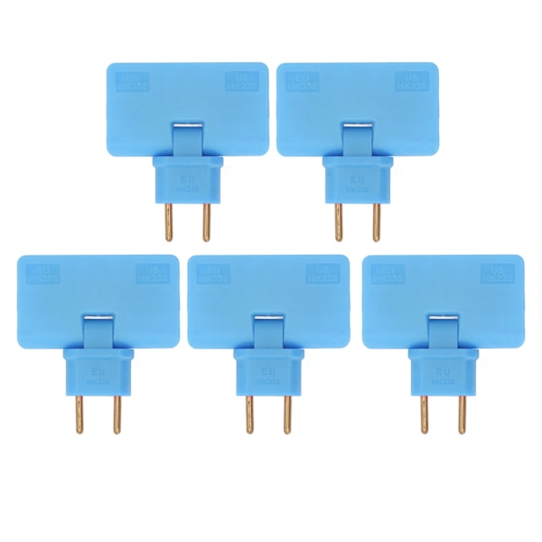 5 stk EU-kontaktkonverter, trådløs 180 graders forlengelse, 1 til 3 EU-pluggadapter, 110‑250V blå