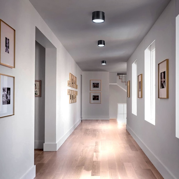 Energieffektiv Takspotlight med Bländskydd för Kök, Hall, Modern Minimalistisk Aluminium Matt Svart Dimbar Lampa för Vardagsrum,