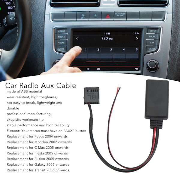 12-pins bilradio AUX-kabel 6000CD trådløs Bluetooth lydadapter erstatning for Ford Focus Mondeo