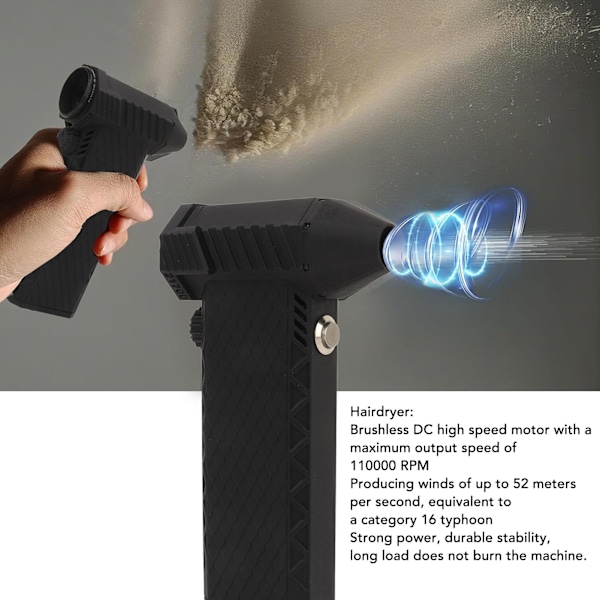 Kraftfull Turbo Fläkt Borstlös Motor 110000RPM 50+M/S Portabel Elektrisk Jetfläkt Luftblåsare för Snö Damm Vatten Rengöring