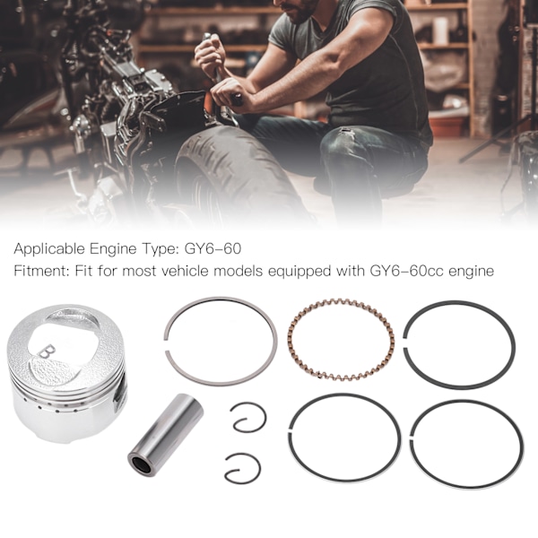Stempelforsamling Metal Stempelring Stiftklips Motordele til GY6‑60cc Go Karts Scootere ATV UTV Motorcykler