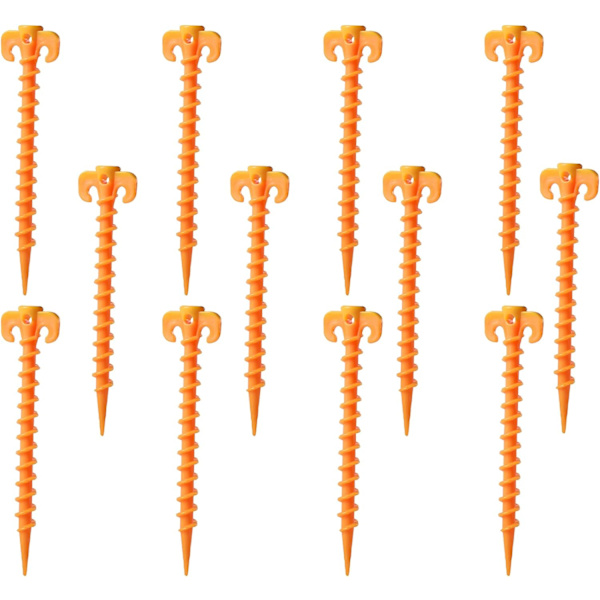 Plastteltstenger, Spiralteltstenger Tunge teltstenger, Holdbare, robuste og ikke rustne, egnet for telt, etc. 12 stk. (20x4,5 cm)