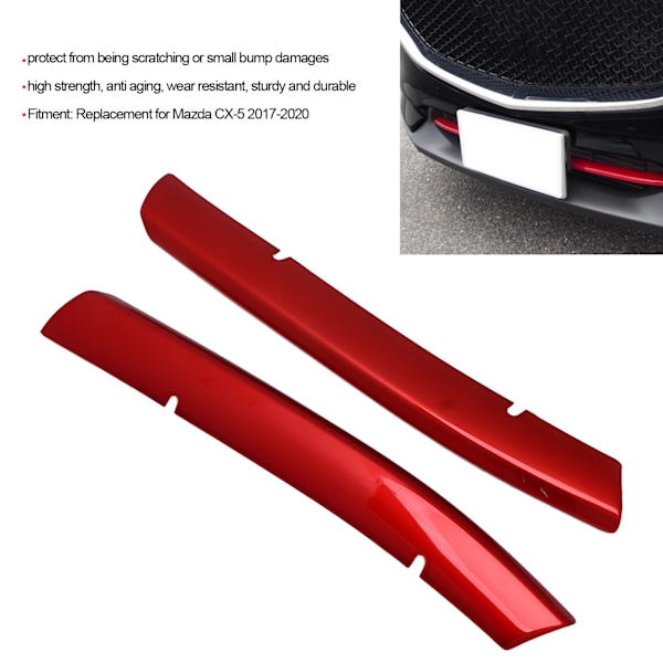 2 st Röd Frontgrill Nedre Trim Biltillbehör Ersättning för Mazda CX‑5 2017‑2020