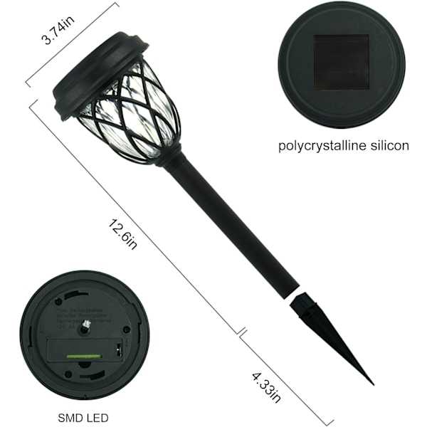 Landskapsbelysning, Solcellsdrivna Gångljus, Utomhusdekoration, Enkel Installation, Väderbeständig, Stark LED-belysning för Trädgård (3-pack)