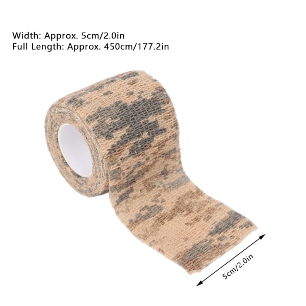 10 st Multifunktionella Självhäftande Bandage Rullar Engångs Elastisk Bandage Wrap Anti Vibration Anti Skid Tattoo Grepp Tejp Öken Kamouflage