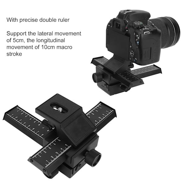 Makro Fokuseringsskinne Glide 4 Veis Magnesium Aluminium Legering Nærbilde Skyteskinne med 1/4 Tommers Skruehull