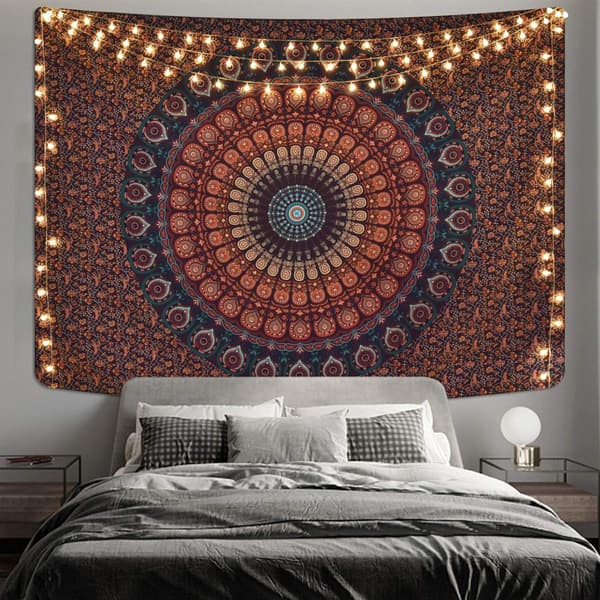 Bøhmisk Mandala Gobelin Hippie Gobeliner Psykedelisk Påfugl