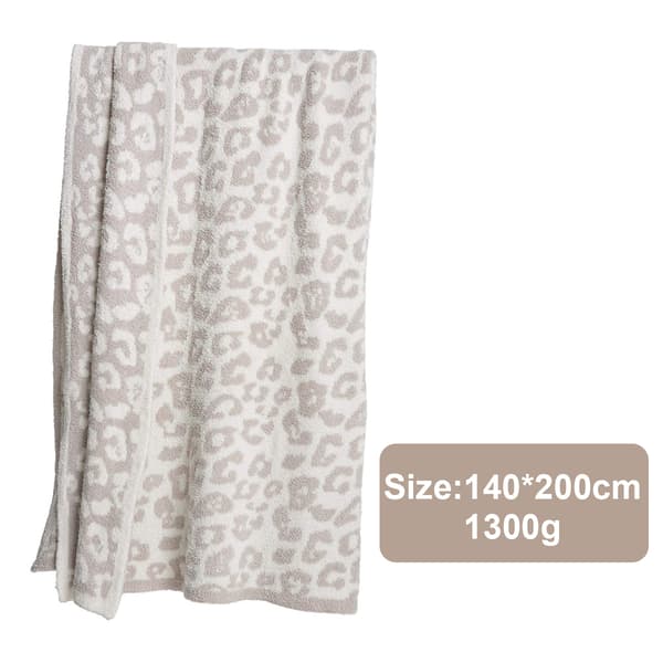 Halv fløyelsullteppe strikket leopardmønstret teppe for barn fleecefôret strikket teppe barfot leopardmønstret teppe drømmeteppe