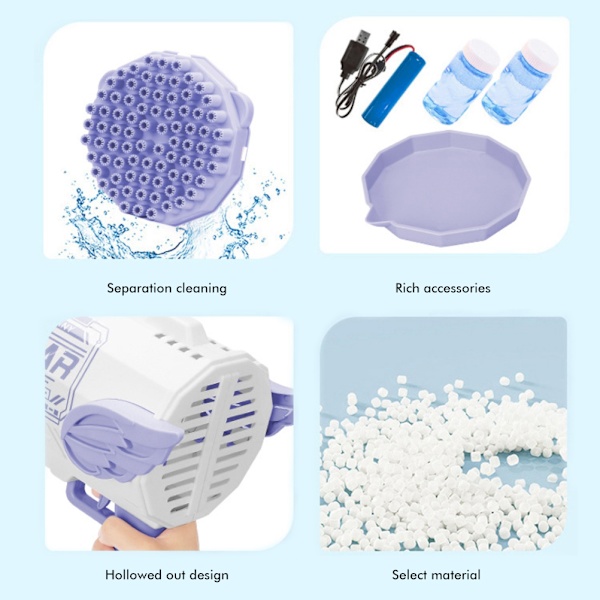Barnens Bubbelmaskinpistol 80-håls Bubbelmaskin  Raketbubbelblåsare Sommar Utomhusspel