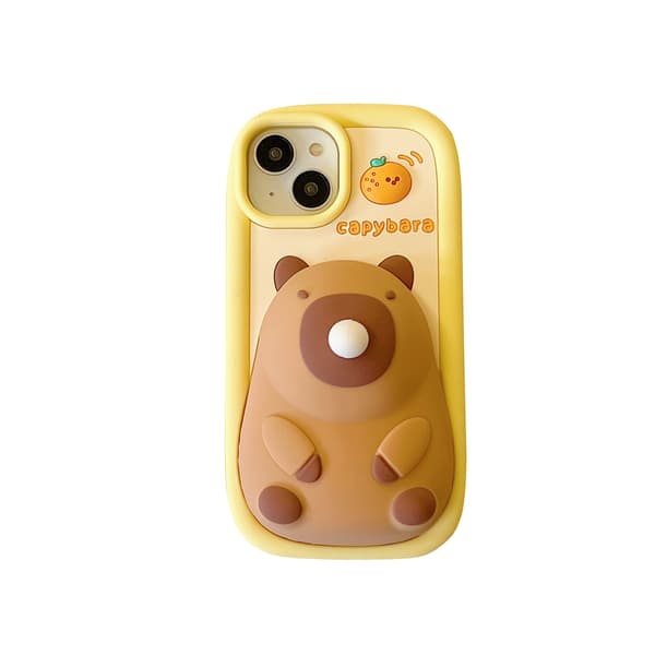 Sött 3D-mobilskal för iPhone 16 Pro, roligt Capybara Bubble tecknat skal iPhone 16 Pro