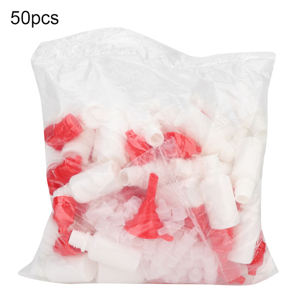 50 st 10 ml Plastflaskor Tomma Pressbara Flaskor Ögonvätskedroppbehållare Droppröret Rött