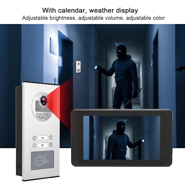 7 tommer Trådløs Videodørklokke med 4-Tommers Touchscreen Monitor Vision 100-240vAU