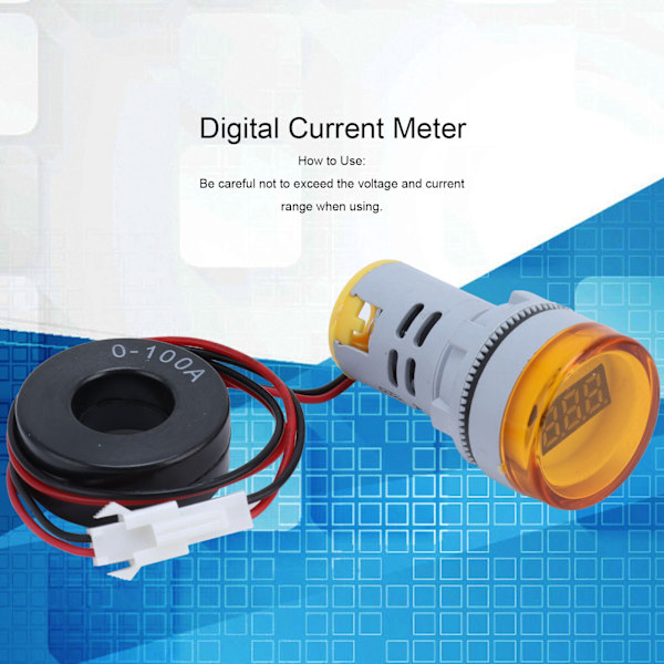 Digital Strömmätare Amperemeter Rund Noggrann Signalindikatorlampa AC 220V AD16‑22DSAGul