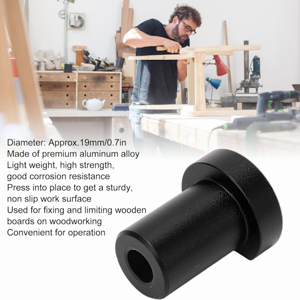 4 stk. Bench Dogs 19mm Diameter Arbejdsbænk Peg Aluminium Legering Høj Styrke Træbearbejdning Desktop Stop Tenon Sort