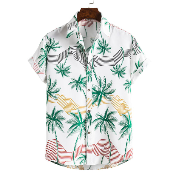 Herr kortärmad knapp vintage skjortor Casual Printed Beach