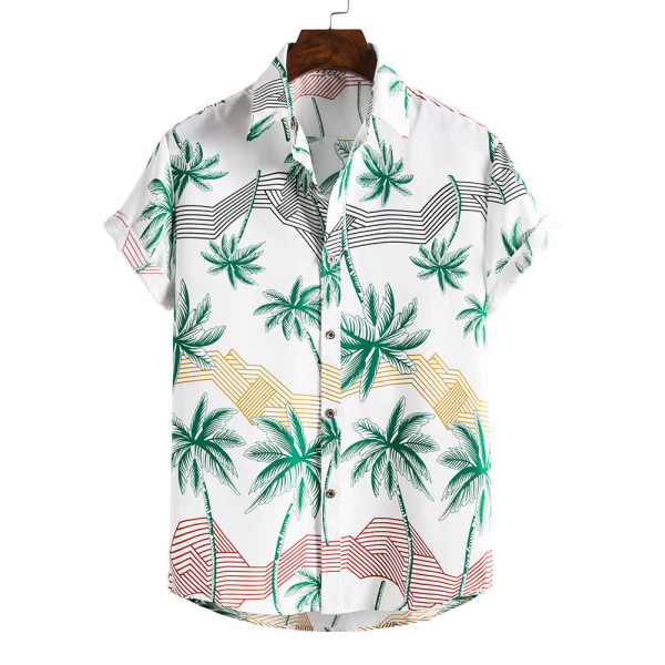 Kortermet knapp for menn Vintage skjorter Uformelt trykt strand