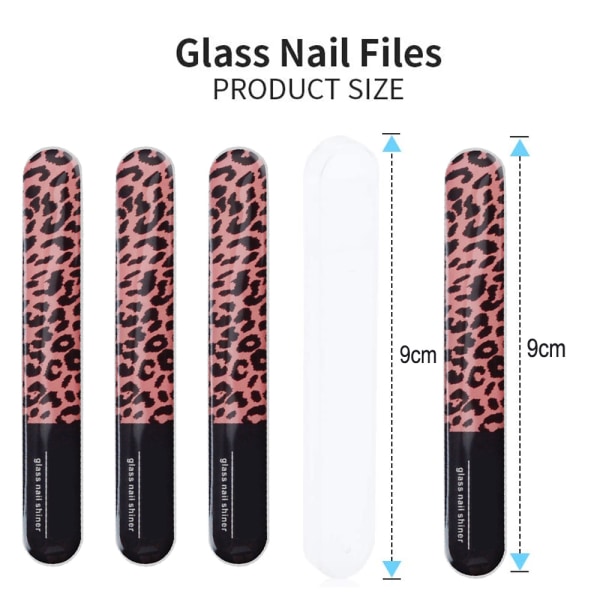 3-pack kristallglas nagelfil med case, nagelglansbuffertar