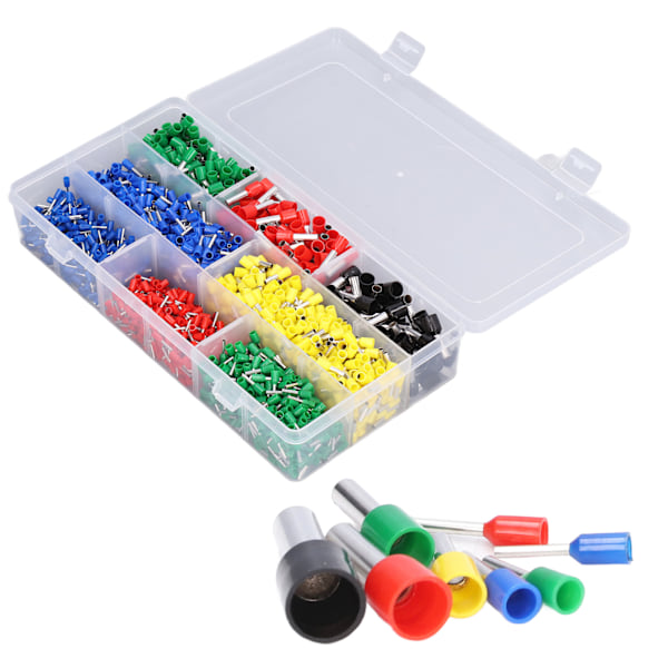 2000 stk/sett Ledningshylser Kit Kobber PVC Isolerte Hylser Krympekontakt Ledninger Terminal