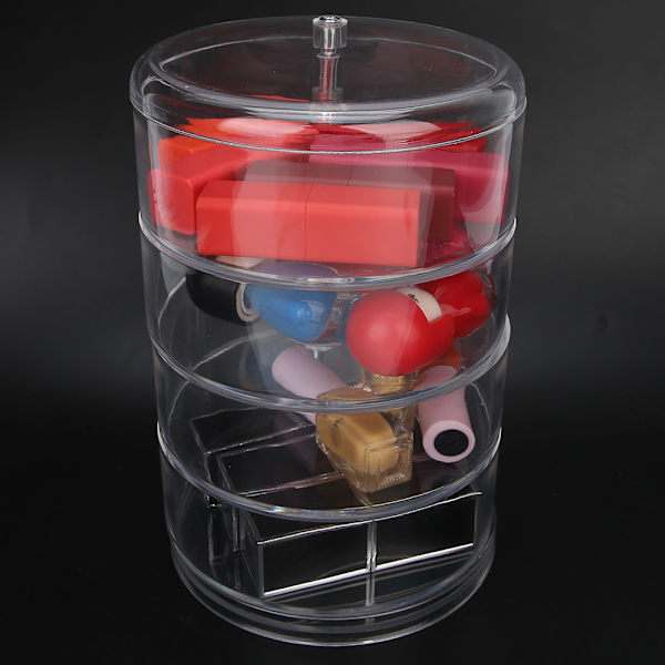 Multifunktionel Skrivebords 4-lags Rotations Kosmetik Opbevaringsboks Makeup Organizer