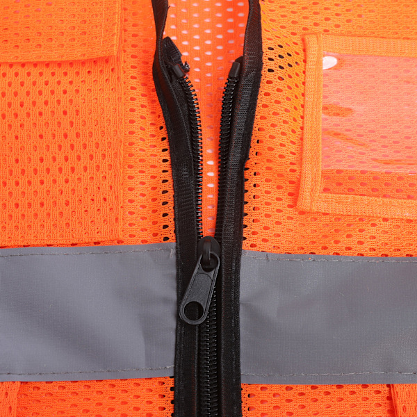 Reflekterande arbetsväst med flera fickor, meshdesign, hög synlighet, ventilerande säkerhetsväst med reflexband