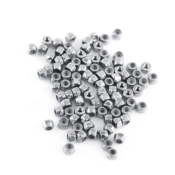 Set med SS304 Rostfritt Stål Nyloninsats Hex Låsmuttrar (M2, 100st)
