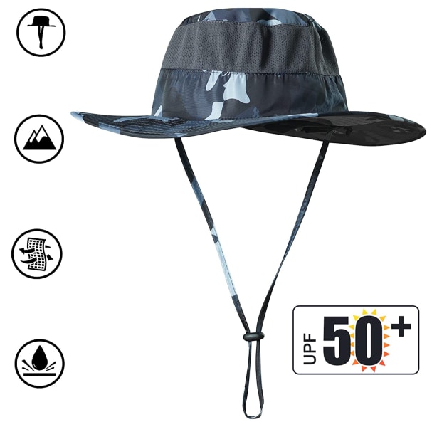 KOOLSOLY Sommerutendørs solhatt for menn, UV-beskyttende fiskehatt, unisex, sammenleggbar, pustende turhatt, nakkebeskyttelse, one size