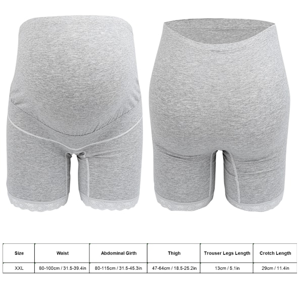 Gravide Kvinder Højtaljede Sikkerhedshørbukser Bløde Elastiske Justerbare Boyshorts Underbukser Grå XXL