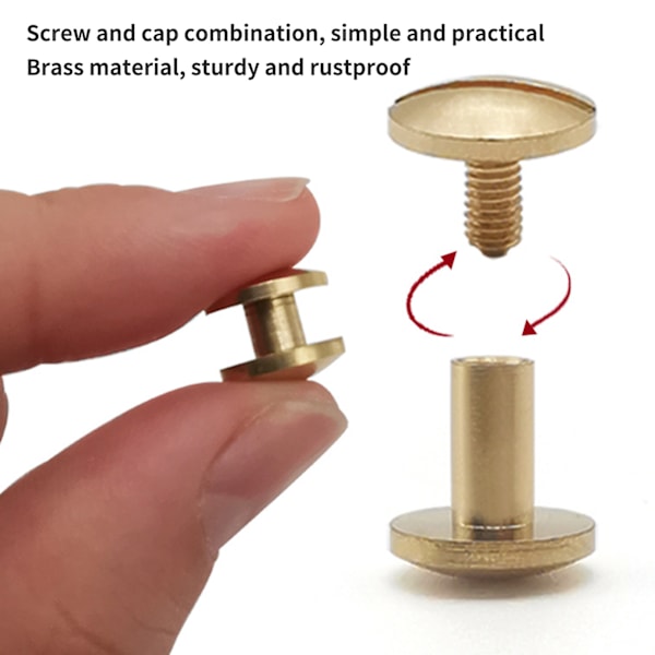 50 st Dekorativa Nitar 50 st Spår Platt Huvud Skruvar Mässingsskruv Nitsats för DIY Läderhantverk Bokbindning 8x8mm Nit