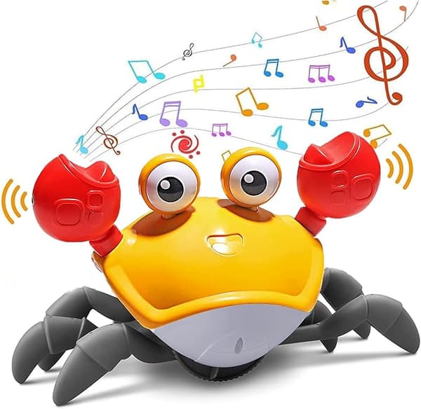 Krypende krabbe babyleke med musikk og LED-lys, dansende krabbe