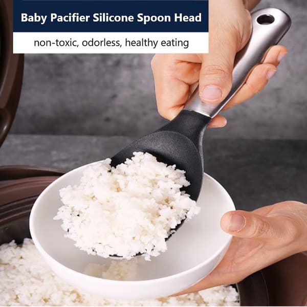 Silikonøse for servering av ris, multifunksjonell matlagingøse med langt håndtak, non-stick rispadle for skånsom omrøring, ergonomisk form for