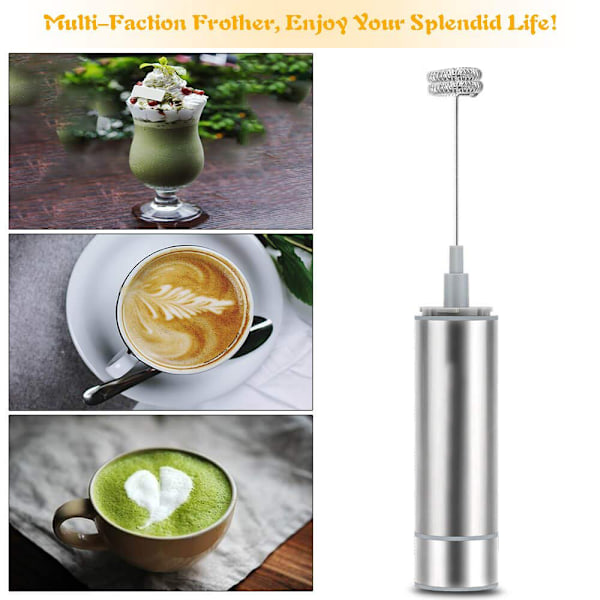 USB Uppladdningsbar Mjölkskummare, Portabel Handhållen med Lättrengjort Visphuvud i Rostfritt Stål, Krämig Skummaskin för Kaffe, Latte,