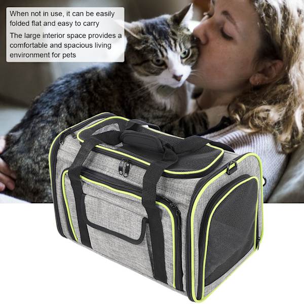 Reiseveske for kjæledyr, pustende, bærbar, sammenleggbar, utvidelse på én side, tilbehør for hund og katt