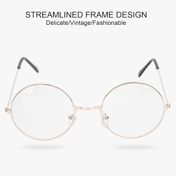 Vintage-tyyliset kirkkaat linssit Unisex Miesten ja Naisten Metallikehyksiset Lasit Silmälasit Kulta