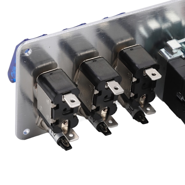 5-i-1 12V LED Toggle Tenningsswitchpanel med Motorstartknapp for Racingbil RV Truck Blå