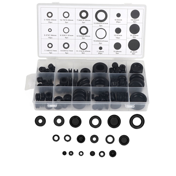 125 stk Gummipakning Assortert Sett Tetningspakning for Sylinderventilpumpe Elektrisk