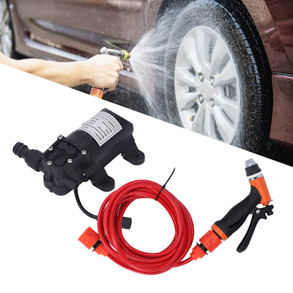 12V Bærbar Høytrykksvasker 160PSI Elektrisk Vaskpumpe Sett med 2 Slanger for Bil