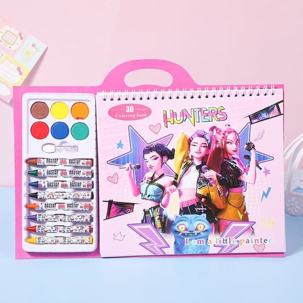 K-POP Pigegruppe Anime Malebog, Mal-efter-tal Bog – Pink Pink