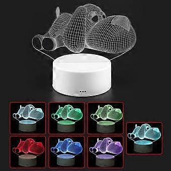 USB 4.5V 3W Syv-farvet Lampefod Touch Switch 3D Akryl Panel Natlampe Hvid