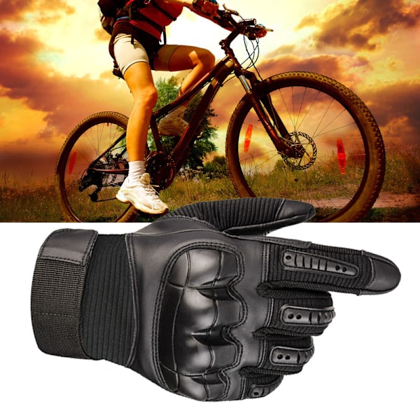 Motorsykkelhansker med harde knoker, pustende, godt grep, sklisikre, fullfinger, Powersports-hansker for skogbruk, tung industri, svart M