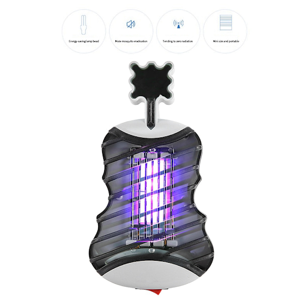110-240V LED Lampa i Violinform Elektronisk Multifunktionell Myggdödarlampa Fälla (Svart)