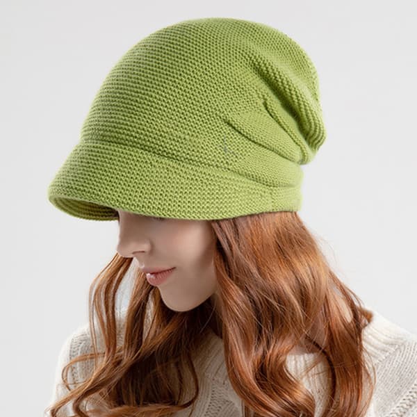 1 vinterfodrad varm utomhus varm pullover-mössa bred brätte visa ansikte litet öronskydd green