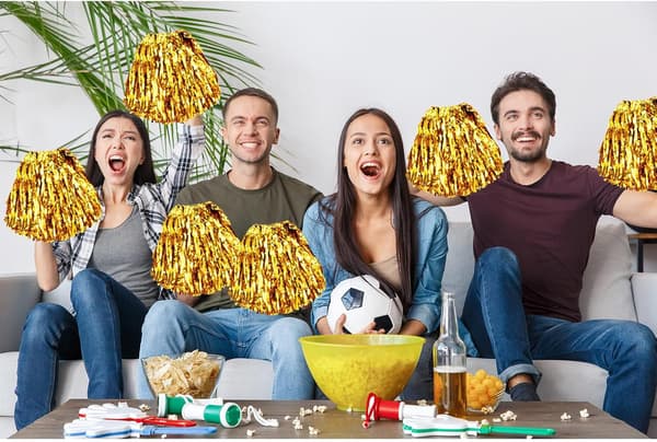 Sæt med 2 Cheerleading Pomponer, Pomponer til Cheerleading, Håndholdte Pomponer til Danseforestillinger, Perfekt til VM – Guld Gold
