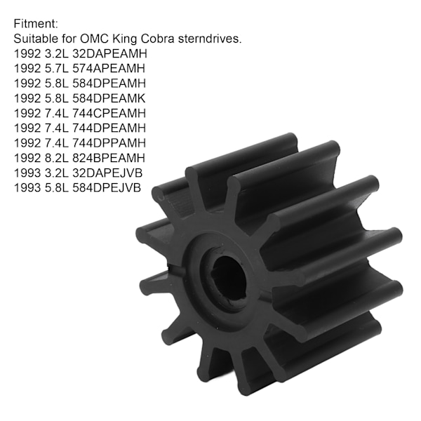 Vannpumpe Impeller 12 Blader Nylon Neopren Gummi Fleksibel for OMC King Cobra Sterndrives
