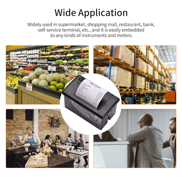 Inbäddad termisk kvittoskrivare 58MM Mini Utskriftsmodul Lågt Brus med USB/RS232/TTL Seriell Port Stöd ESC/POS Kommandon för Våginstrument