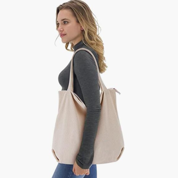 Fløjls taske, Dame lynlås skuldertaske, Stor shopper taske, Tote taske, Håndtaske, Skuldertasker til arbejde, kontor, rejser, shopping, skole og daglig brug