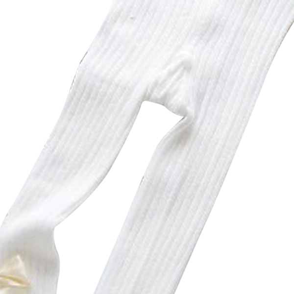 Flickleggings Strumpbyxor Varma Supermjuka Andningsbara Flickstrumpbyxor med Rosettdekor för Vår Höst Vit XL (Rekommenderas 115‑125cm /