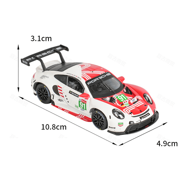 1:24 Porsche bilmodell legering bilmodell sportbil dekoration pojke present samlarpresent Red +White Version