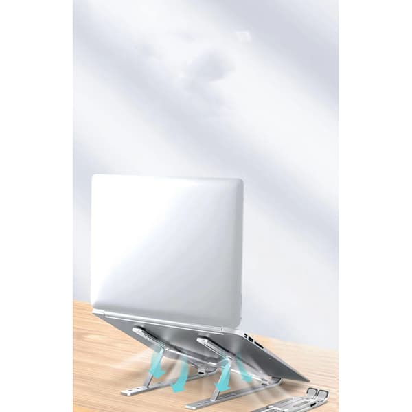 Foldbart Laptopstativ til Skrivebord, Skridsikkert Design Ergonomisk Holder, Justerbart Ventileret Notebookstativ med Silikonepuder til 10-16\" Laptops
